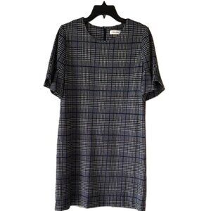 Calvin Klein Black Gray White and Blue Plaid Dress Size 8